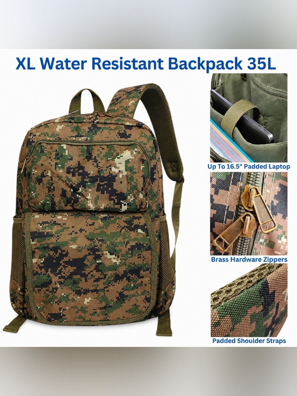 Travel Backpack Rucksack Camping Laptop Hiking School Book Extra Large Bag 35L